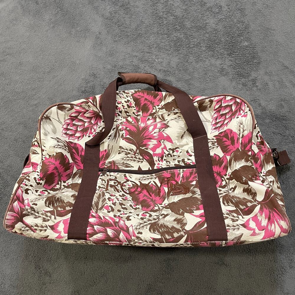 Roxy Floral Pink Brown Patterned Weekender Outdoor Travel Large Bag